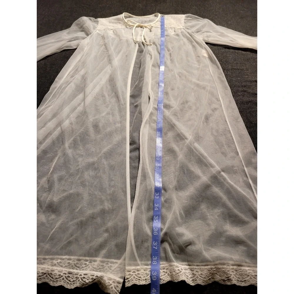 Vintage 60s‎ 70s Peignoir Nightgown Set Bed Coat White Bridal Slip M Gilead